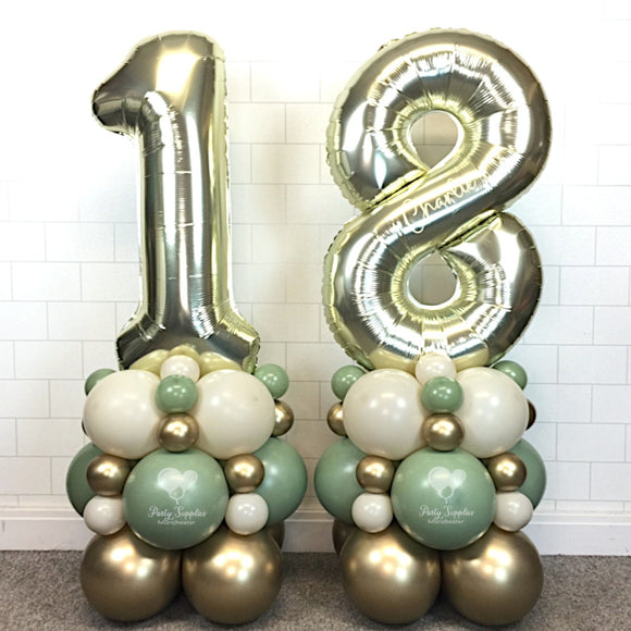 COLLECTION ONLY - Cream, Green & Gold - Personalised Double Number Tower