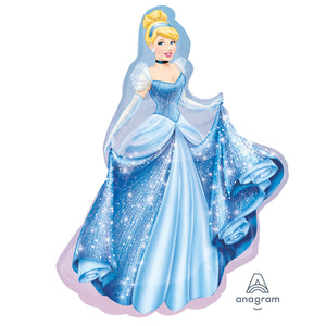 COLLECTION ONLY - Cinderella Super Shape Foil Balloon 33" Filled with Helium & Dressed with Ribbon & Weight