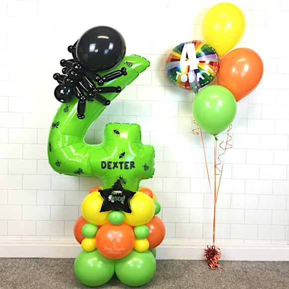 COLLECTION ONLY - BUGS Green Number Tower & Spider Personalised with a Name + Bouquet