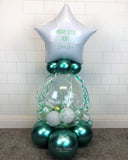COLLECTION ONLY - Happy Birthday Print Gift Balloon Topped with White Personalised Star