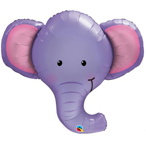COLLECTION ONLY - Elephant Head Super Shape Foil Balloon 39" Filled with Helium & Dressed with Ribbon & Weight
