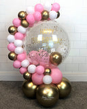 COLLECTION ONLY - Pink, Gold & White Bubble Garland - Gold Message - Gold Leaf