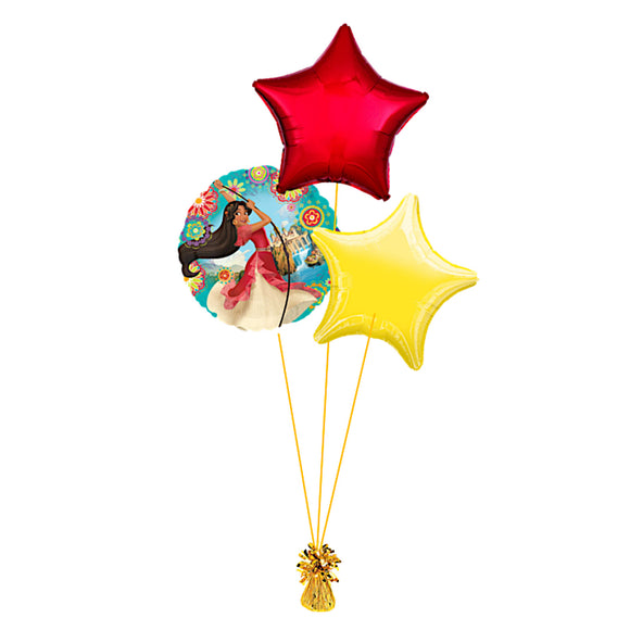 COLLECTION ONLY - Elena 3 Foil Balloon Bouquet Filled with Helium & Dressed with Ribbon & Weight