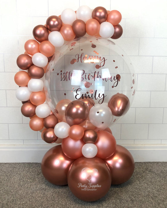 COLLECTION ONLY - Rose Gold & White Bubble Garland - Rose Gold Message - Rose Gold Confetti