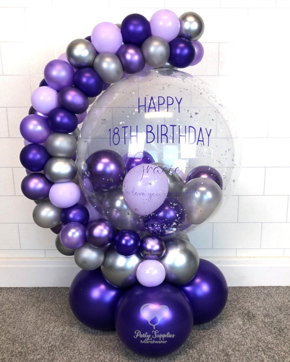 COLLECTION ONLY - Purple, Lilac & Silver Bubble Garland - Purple Message - Silver Leaf