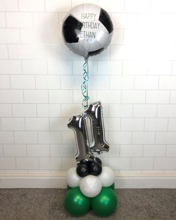 COLLECTION ONLY - FOOTBALL Black, Green & White Table Tower - Personalised Standard Foil Balloon