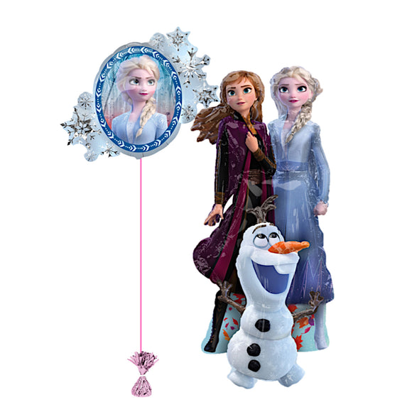 COLLECTION ONLY - Frozen Super Shape filled with Helium dressed with Ribbon & Weight & 1 Frozen Air Walker