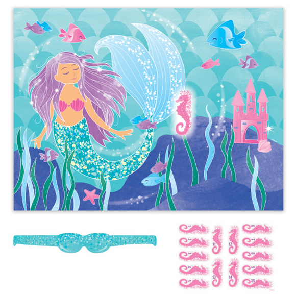 1 Pin the Seahorse Under The Sea Mermaid Game for 14 Guests