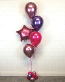 COLLECTION ONLY - Pink & Purple Star Bouquet 4 Latex Balloons, 1 Personalised Star & Balloon Base