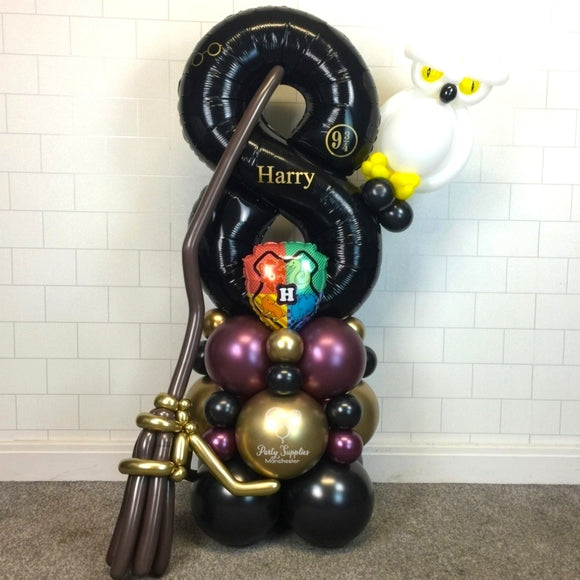 COLLECTION ONLY -  Black Number Tower, Owl & Broom Personalised with a Name, Glasses & Platform