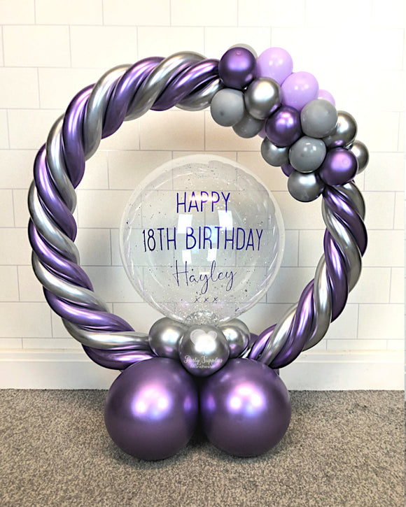 COLLECTION ONLY - Twisted Hoop Table Centerpiece - Purple, Lilac, Grey & Silver