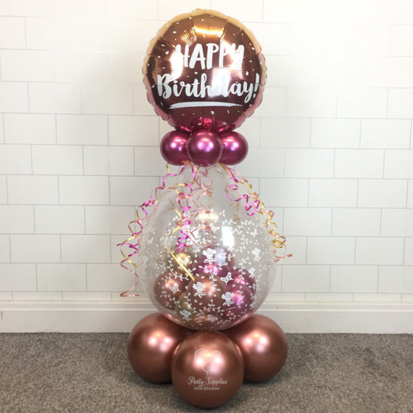 COLLECTION ONLY - Flower Print Gift Balloon Topped with Happy Birthday Standard Foil