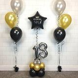 COLLECTION ONLY - Gold, Silver & Black - Table Tower - Personalised Black Star & 2 Sets of Clusters