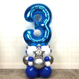 COLLECTION ONLY - Royal Blue, Silver & White Single Number Tower Personalised with a Name