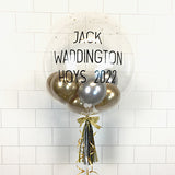 COLLECTION ONLY - Clear Bubble - Silver & Gold Balloons - Gold Leaf - Black Message