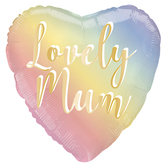 COLLECTION ONLY - 1 Lovely Mum Standard Foil Balloon Filled with Helium & Dressed with Ribbon & Weight
