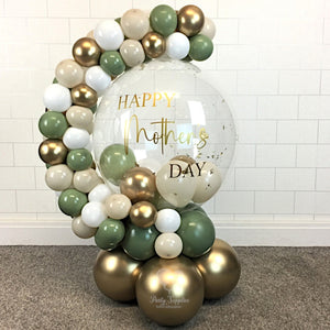 COLLECTION ONLY - Green, Gold, White & Cream Bubble Garland - Gold Message - Gold Leaf