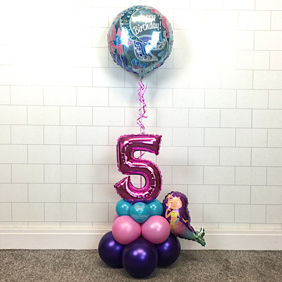 COLLECTION ONLY - Mermaid Purple, Pink & Blue Table Tower-  Standard Foil Balloon