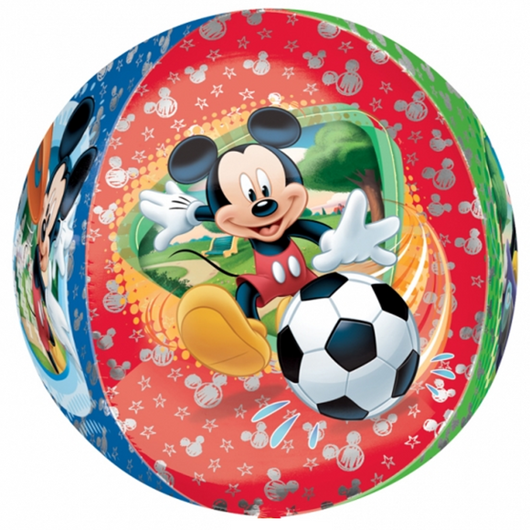 COLLECTION ONLY - 1 Disney Mickey Mouse Orbz Balloon Filled with Helium & Dressed with a Balloon Collar, Ribbon & Weight