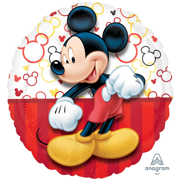 Collection Only - 1 Micky Mouse Licensed Standard Foil Balloon Filled with Helium & Dressed with Ribbon & Weight