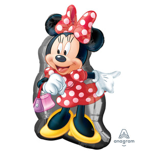 COLLECTION ONLY - 1 Mini Mouse Foil Super Shape 32" Filled with Helium & Dressed with Ribbon & Weight
