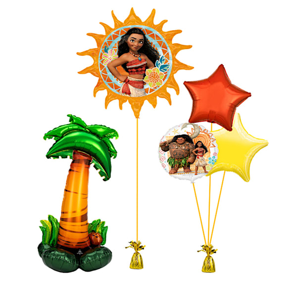 COLLECTION ONLY - Moana Balloon Bundle Filled with Helium & Dressed with Ribbon & Weights