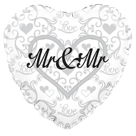 COLLECTION ONLY - 1 Mr & Mr Standard Foil Balloon Filled with Helium & Dressed with Ribbon & Weight