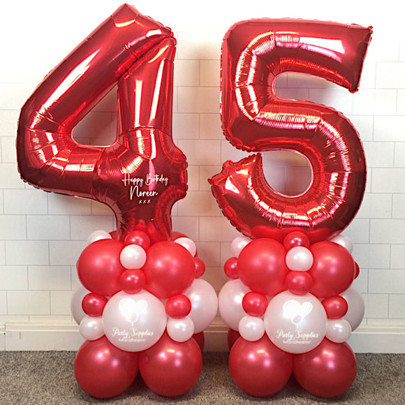 COLLECTION ONLY - Red & White - Personalised Double Number Tower