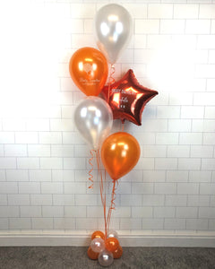 COLLECTION ONLY - Orange Bouquet 4 Latex Balloons, 1 Personalised Star & Balloon Base