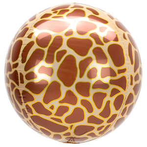 COLLECTION ONLY - 1 Giraffe Print 16" Orbz Balloon Filled with Helium & Dressed with a Balloon Collar, Ribbon & Weight