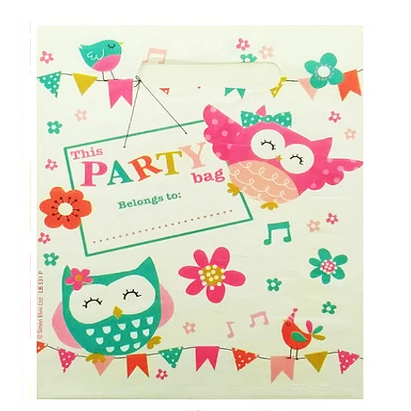 10 Owl Plastic  Party Bags