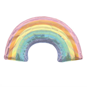 COLLECTION ONLY - 1 Pastel Rainbow Foil Super Shape 34" Filled with Helium & Dressed with Ribbon & Weight