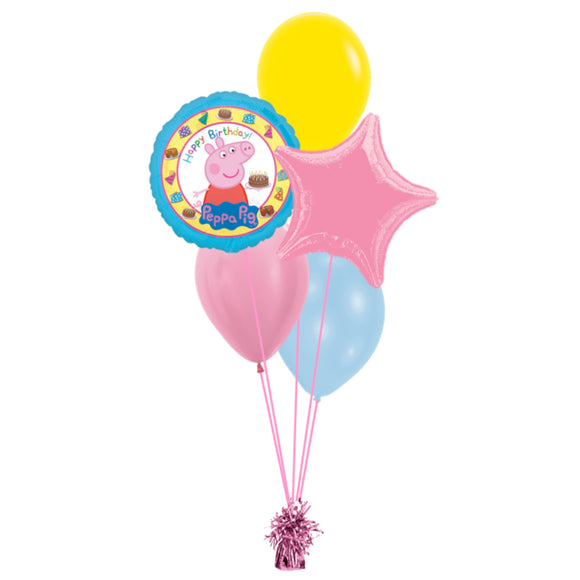 COLLECTION ONLY - Peppa Pig Pink  2 Foil & 3 Latex Balloon Bouquet