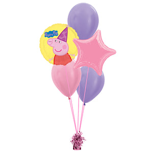 COLLECTION ONLY - Peppa Pig Pink  2 Foil & 3 Latex Balloon Bouquet