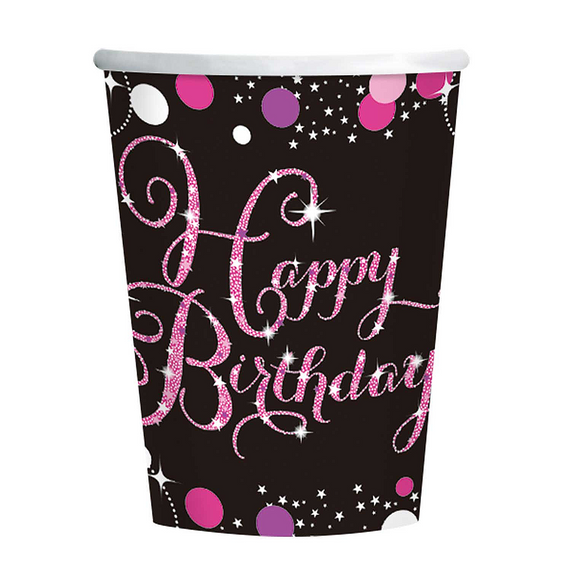 Happy Birthday Pink Paper Cup (8/Pk)