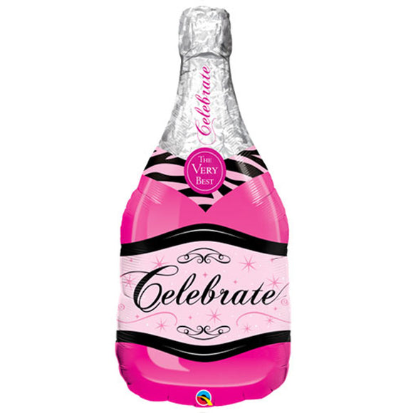 COLLECTION ONLY - 1 Pink Celebrate Bubbly Champagne Bottle Super Shape 39