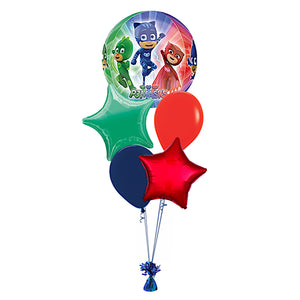 COLLECTION ONLY -  PJ Mask Orbz 5 Balloon Bouquet Filled with Helium & Dressed with Ribbon & Weight