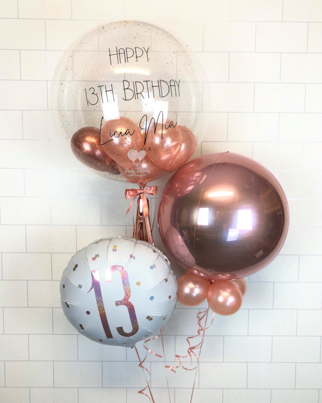 COLLECTION ONLY Personalised Clear Bubble Balloon Bouquet