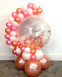 COLLECTION ONLY - Rose Gold, Pink & White Bubble Garland - Black Message - Rose Gold Leaf