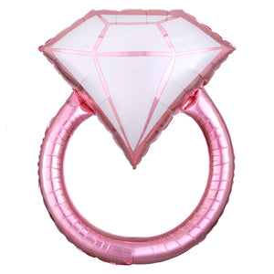 COLLECTION ONLY - 1 Rose Gold Diamond Ring 30" Super Shape filled with Helium & Dressed with Ribbon & Weight