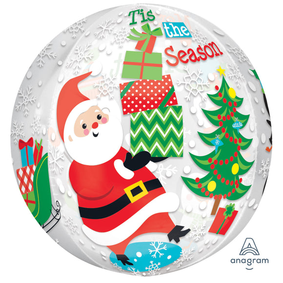 COLLECTION ONLY - 1 Christmas Character Orbz Filled with Helium & Dressed with Ribbon & Weight