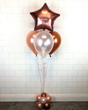 COLLECTION ONLY -  Copper, & White Pyramid Balloon Cluster & 1 Personalised Star & Balloon Base