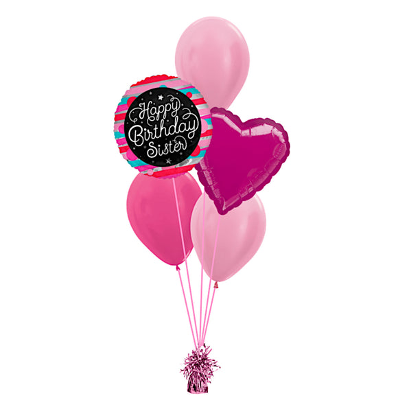 COLLECTION ONLY - Happy Birthday Sister 2 Foil & 3 Latex Balloon Bouquet