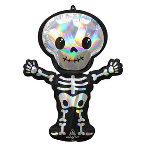 COLLECTION ONLY - 1 Iridescent Skeleton Foil Super Shape 34" Filled with Helium & Dressed with Ribbon & Weight