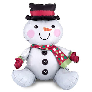 COLLECTION ONLY -  Mini Sitting Snowman Air-Fill Balloon 21"