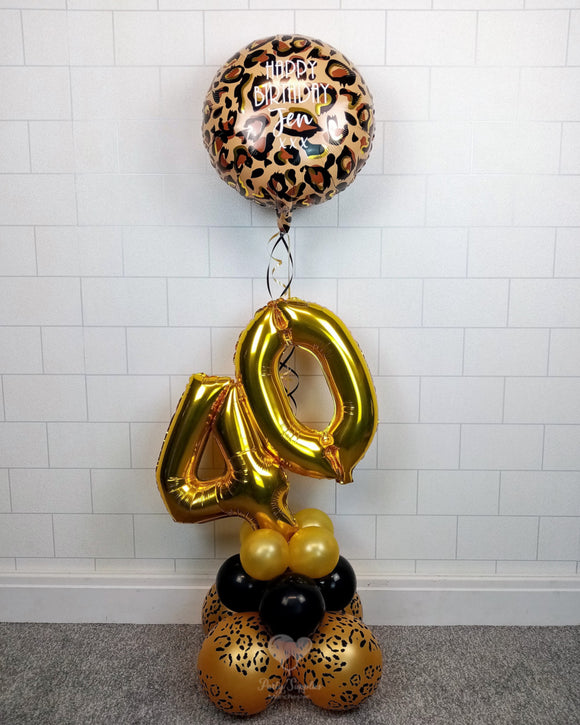 COLLECTION ONLY - Leopard Print Table Tower - Personalised Standard Foil Balloon