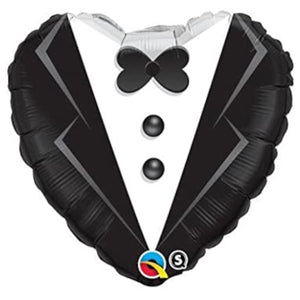 COLLECTION ONLY - 1 Tuxedo Standard Foil Filled with Helium & Dressed with Ribbon & Weight