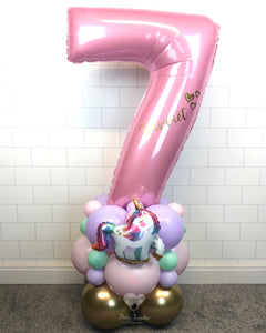 COLLECTION ONLY - UNICORN Baby Pink Single Number Tower Personalised with a Name