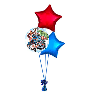 COLLECTION ONLY - Avengers 3 Foil Balloon Bouquet Filled with Helium & Dressed with Ribbon & Weight