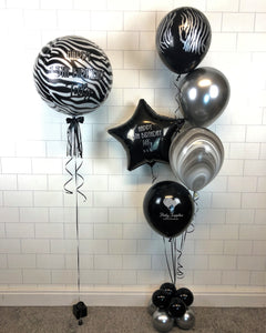 COLLECTION ONLY - Personalised Zebra Orbz Balloon & Personalised Bouquet